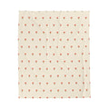 Zinnia Sprigs throw blanket, cream velveteen, Gaudy Orange Bloom collection, 50x60 inch - view 1