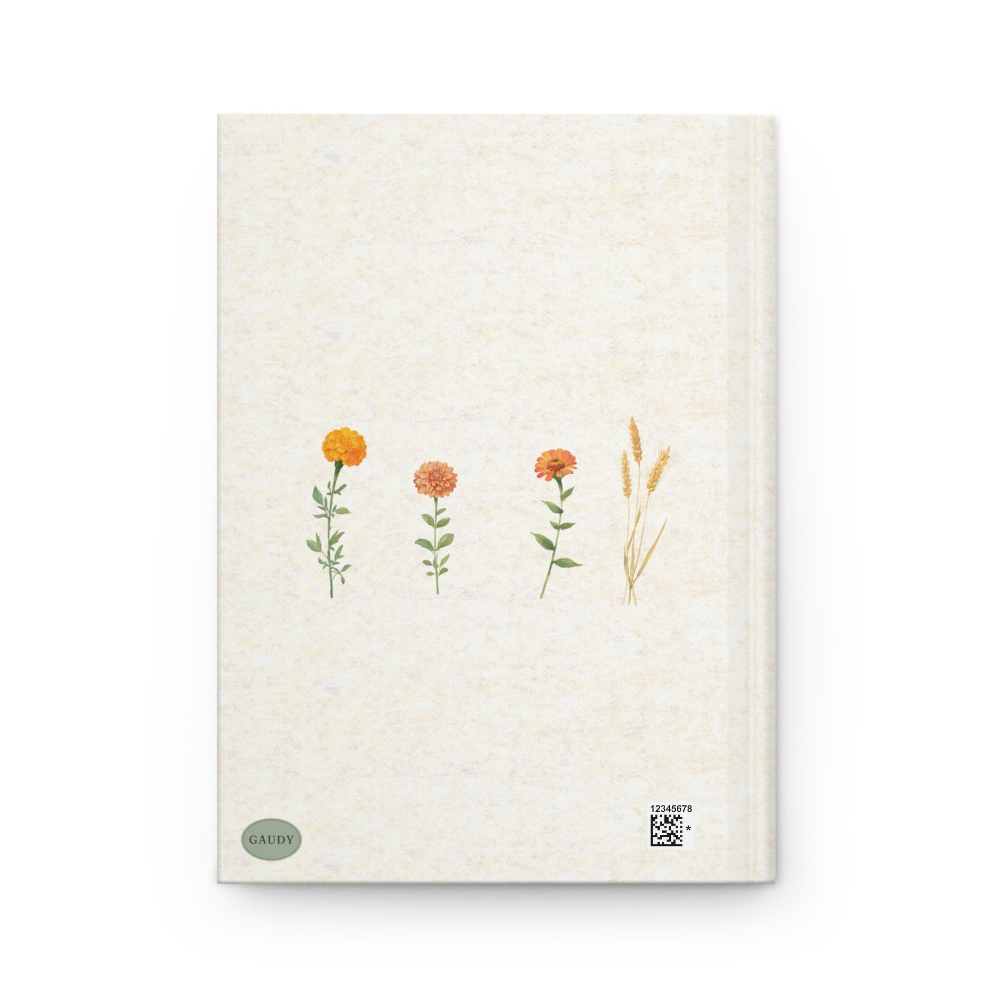 Lovely Thoughts hardcover journal, botanical marigold dahlia zinnia illustration, Gaudy Orange Bloom collection - view 2