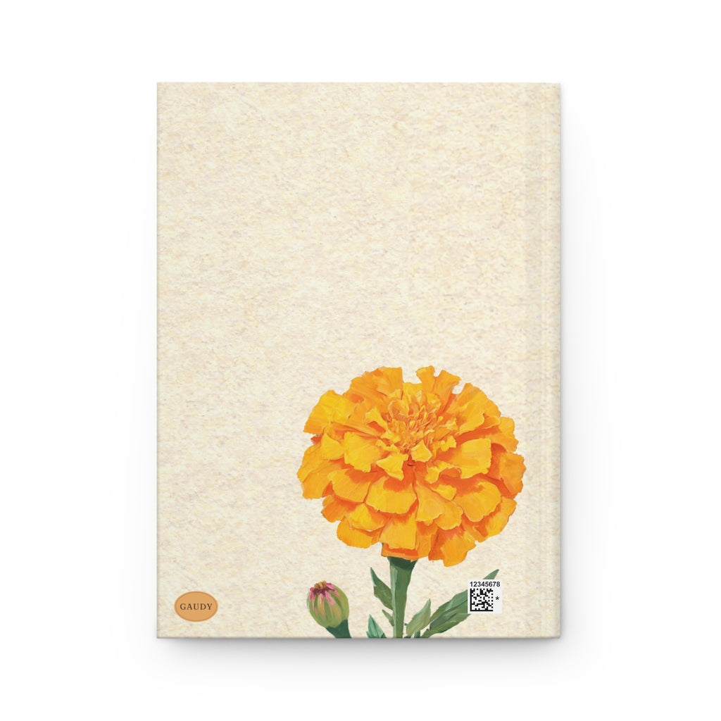 Marigold hardcover journal, bold marigold bloom illustration, Gaudy Orange Bloom collection - view 2
