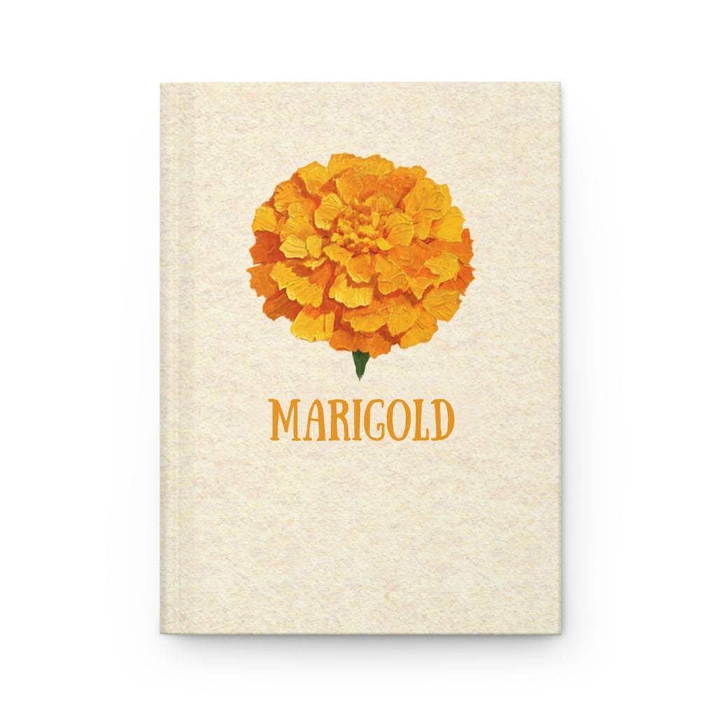 Marigold hardcover journal, bold marigold bloom illustration, Gaudy Orange Bloom collection - view 1