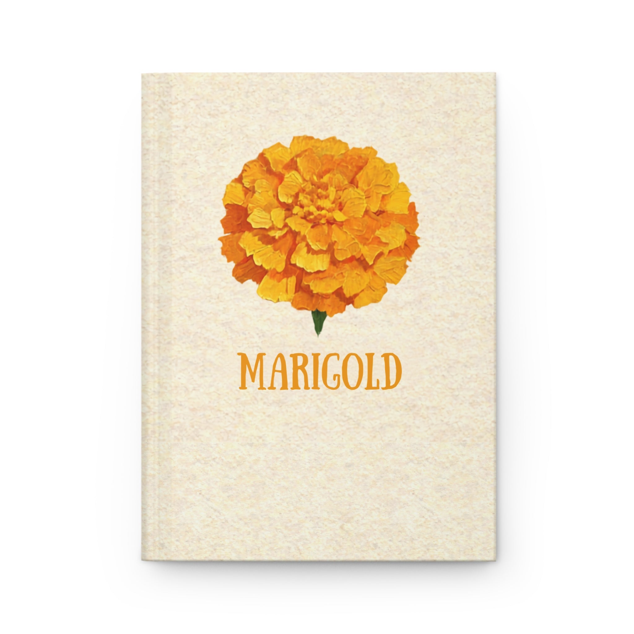 Marigold hardcover journal, bold marigold bloom illustration, Gaudy Orange Bloom collection - view 1