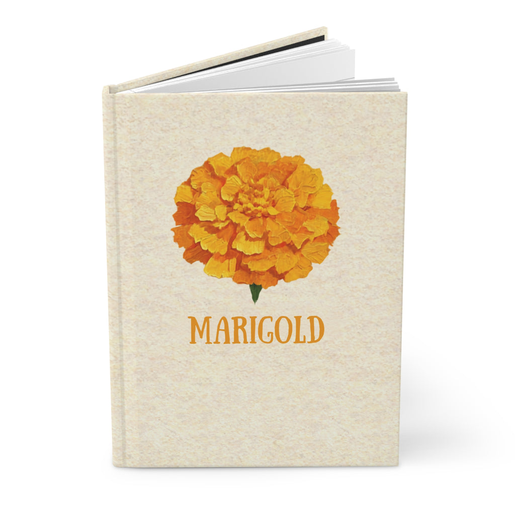 Marigold hardcover journal, bold marigold bloom illustration, Gaudy Orange Bloom collection - view 3