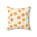 Marigold Toss scattered floral throw pillow cover, cream fabric, Gaudy Orange Bloom collection, 18x18 inch - view 1