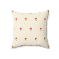 Zinnia Sprigs throw pillow cover, cream fabric, Gaudy Orange Bloom collection, 18x18 inch - view 1